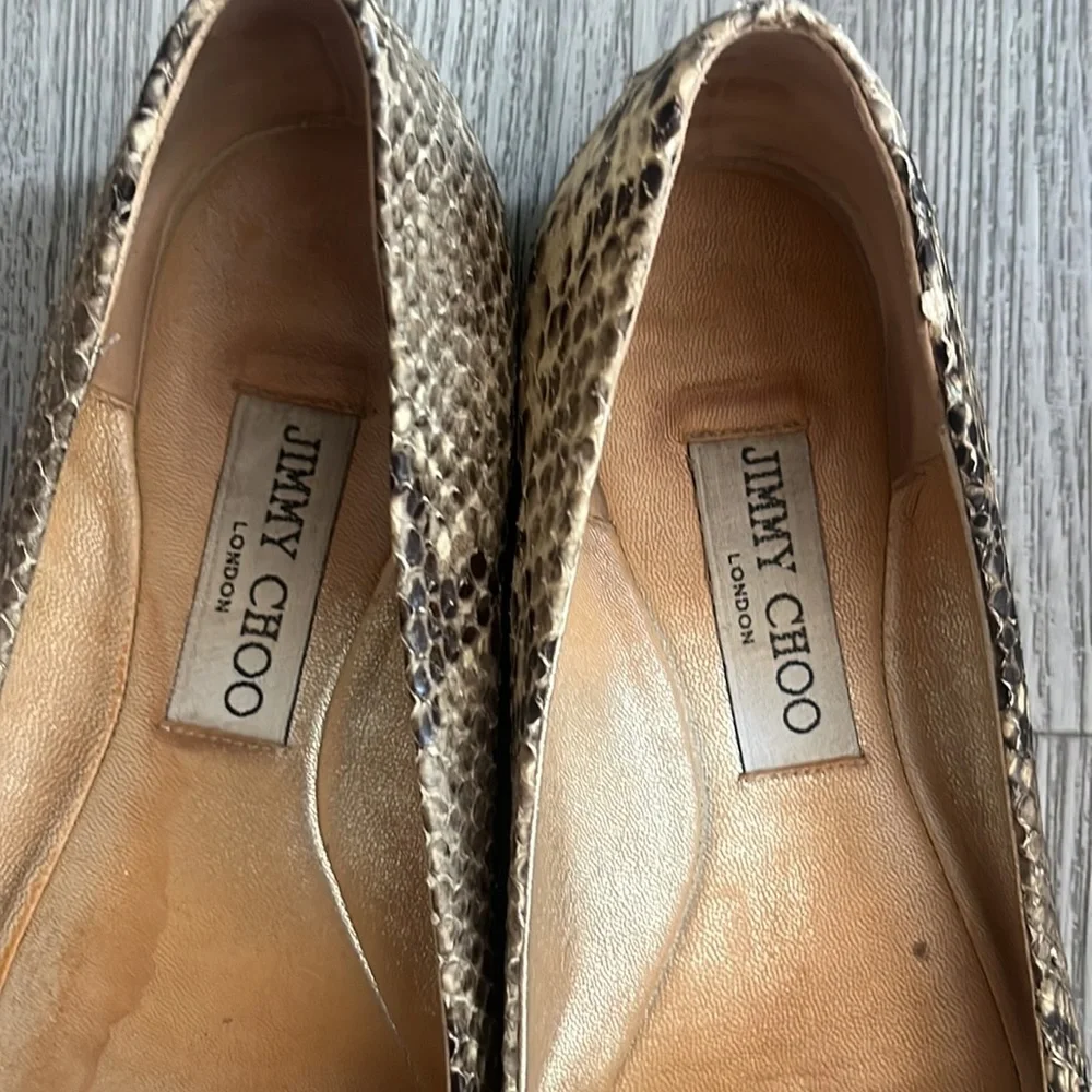 Jimmy Choo Snake Embossed Morse Ballet Flats